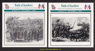 BATTLE OF JONESBORO GEORGIA 1864 U.S. CIVIL WAR 2 CARDS  