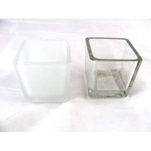 Biedermann & Sons Glass Square Tealight/Votive Candle Holders, Set of 