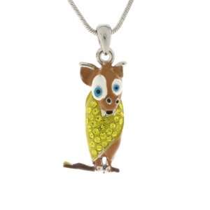 iClovers Enamel Collections a Big Eye Brown Bat with Yellow Cyrstals 