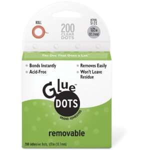  Glue Dots 1/2 Removable Dot Roll 200 Clear Dots