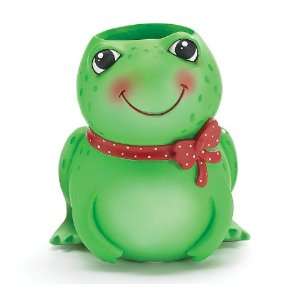   Toad Planter Vase With Red Polka Dot Bow And Big Smile