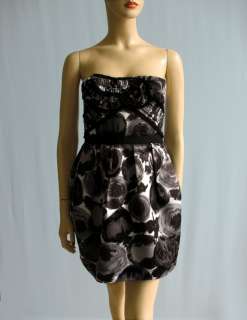BCBGMAXAZRIA BCBG Max Azria Dress Black Gray Strapless Sz 6 NWT  