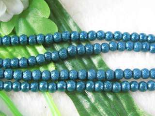 120 x Blue Frosted Glass Pearl Craft Beads 4mm BDI7  