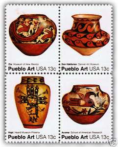 Pueblo Pottery on U.S. Postage Stamps from 1977  