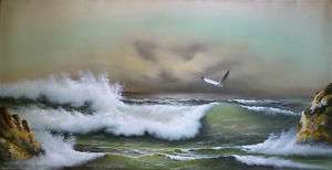 Seascape Beach Ocean Original Big 48x24 Oil Painting John Lemon Listed 