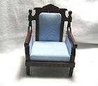 Miniature Dollhouse Mahagony w Blue Cover Chair items in Judys Mini 