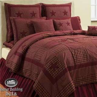 Burgundy Country Star Twin Queen King Size Quilt Cotton Bedroom 