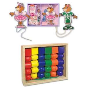 Lacing Bear Dress up and Primary Lacing Beads Bundle by Melissa and 