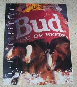 1992 Budweiser Bud King Beer Clydesdale horses PRINT AD  