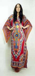   Ethnic DASHIKI Caftan BELL SLEEVE India Hippie MAXI Dress OS  
