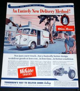1939 OLD MAGAZINE PRINT AD, WHITE HORSE TRUCKS, DELIVERY VAN  
