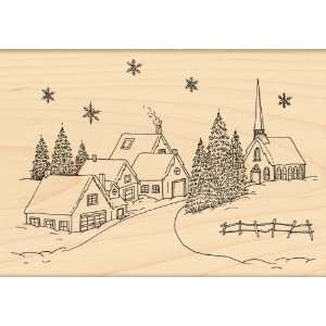   Black Rubber Stamp 3.5X5 Village Christmas Arts, Crafts & Sewing