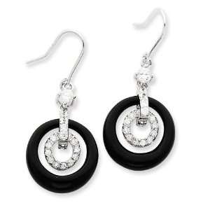  Black Circle CZ Earrings in Sterling Silver Jewelry