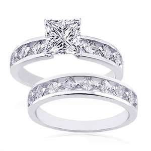 65 Ct Princess Cut Diamond Engagement Wedding Rings Channel set 14K 