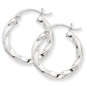   14k White Gold 3mm Twisted Hoop Earrings West Coast Jewelry Jewelry