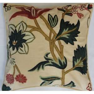  Crewel Pillow Lily Cream Cotton (20X20)