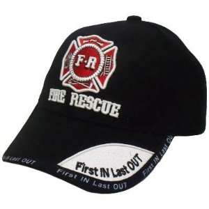  Fire Rescue Department Hat Cap Black Red White First In Last 
