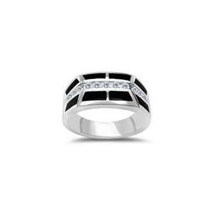   CT MENS CHANNEL SET FANCY BLACK ONYX INLAY IN WHITE GOLD 7.0 Jewelry