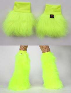 shop fluffy furry legwarmers rave boots set fluffies neon yellow