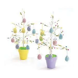   Egg Decor Tree w/Egg Ornaments   Purple Pot Tree