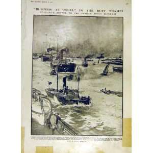  German Blockade British Shipping Ww1 War Print 1915