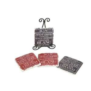  Creative Co op Shabby Chic Wine Coasters with Metal Easel 
