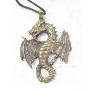   with Bronze Patina Pendant Dragon Necklace Eire Celtic Pagan Wicca SCA