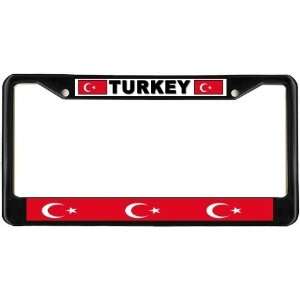Turkey Turkish Flag Black License Plate Frame Metal Holder