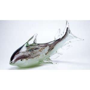    Fish Art Gray and Clear Glass Shark Figurine