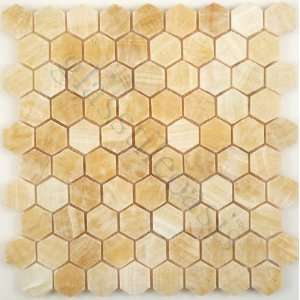  Honey Onyx Hexagon Cream/Beige Kitchen Polished Stone 