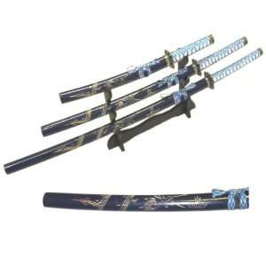  3pc Blue Dragon Set Samura Swords (#K0021 4DGBL 