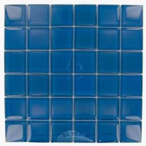 Diamond tech glass tiles   dimensions 2 x 2 blue mesh mounted tile