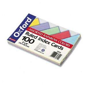 Oxford Ruled Index Cards, 5 x 8, Blue/Violet/Canary/Green/Cherry, 100 