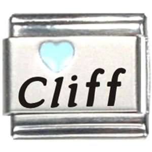  Cliff Light Blue Heart Laser Name Italian Charm Link 