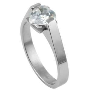   Heart Shaped CZ Stone 4mm Band Width Stainless Steel Women Ring R168
