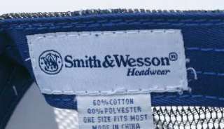 Smith & Wesson Mesh Hat Cap Gray Blue Trim NWT  