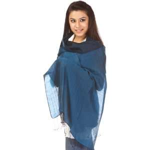  Plain Ink Blue Water Pashmina Stole from Nepal   Pure Wool 