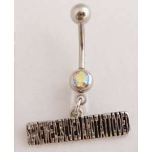 Screwed Blued and Tattooed with Aura Boreilis CZ Stone Belly Ring 316l 