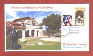 MISSION SAN ANTONIO Franciscan Mission in California Color Cacheted 
