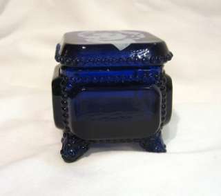 Westmoreland Blue Cobalt Shirley Temple Trinket Box  