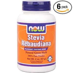 NOW Foods Stevia Green Herb Powder , 2 Ounce Bottle (Pack of 6 