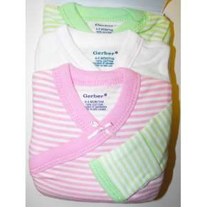    Gerber 3 Pack ~ Long sleeve side snap ~ 0 3 Months ~ Pink Baby