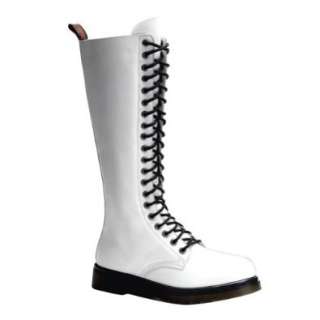  MENS White Boots Combat Style Knee High Bootds With Zipper 