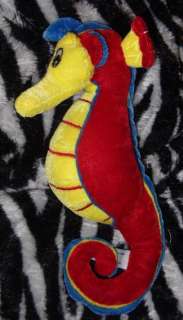 BJ Toys 11 Red Yellow & Blue Plush Seahorse  