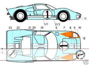 12 TRANSDECAL FORD GT40 NR. 1 LE MANS 66 TRUMPETER  