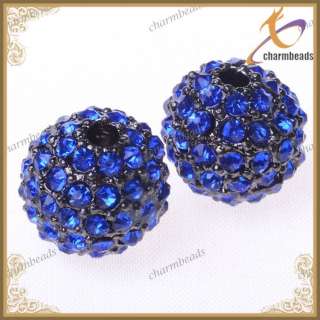 12MM Blue Disco Balls Black Metal Jewelry Spacer Findings Loose Charm 