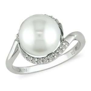  Sterling Silver FW Pearl 1/10ct TDW Diamond Ring Jewelry