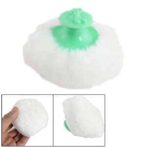  White Round Plush Powderpuffs Bowknot Green Grip for Baby 