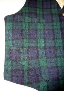 BLACKWATCH Tartan Plaid Wool Vest M L 42 Chest  