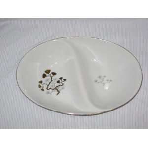 Vintage Amcrest Fine China Golden Ming Meito Oval Divided Serving Dish 